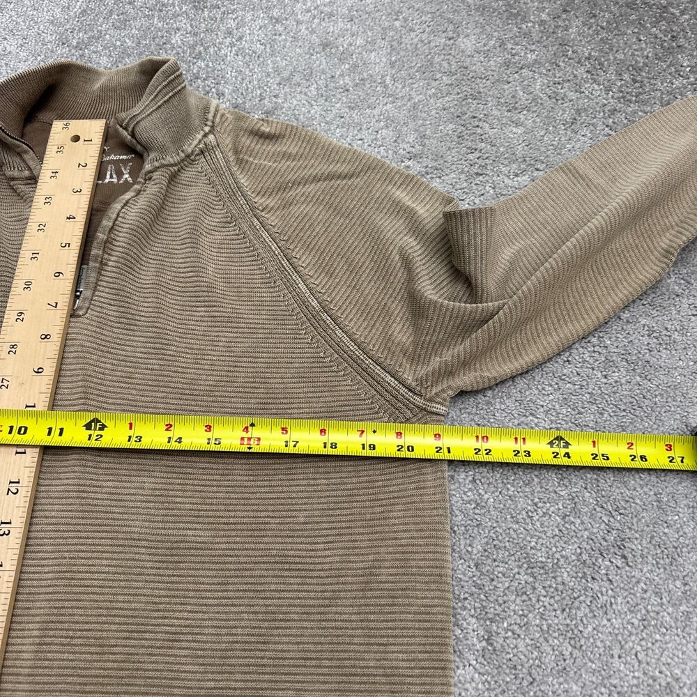 Tommy Bahama Relax 1/4 Zip Pullover Sweater Mens Medium Brown Ribbed Knit Cotton - Picture 13 of 15